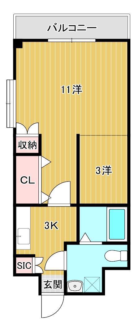 ビアン1号館(1LDK/4階)の間取り写真