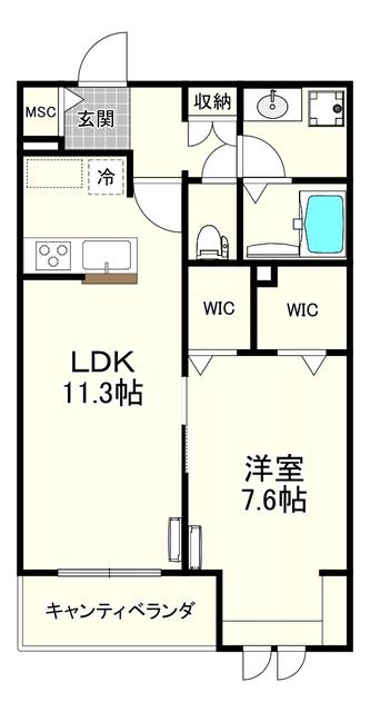 KADO TAMAPLAZA II(1LDK/3階)の間取り写真