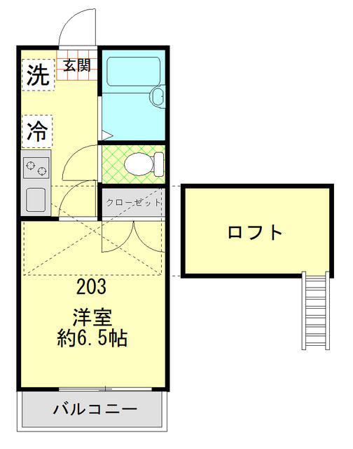 コルモ上大岡(1K/2階)の間取り写真