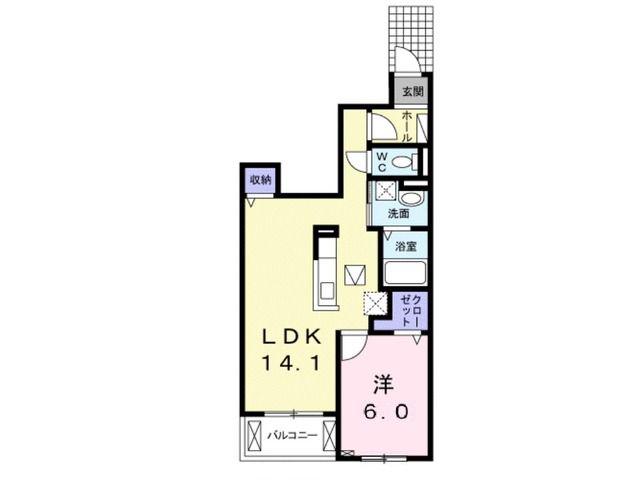 プラシードI(1LDK/1階)の間取り写真