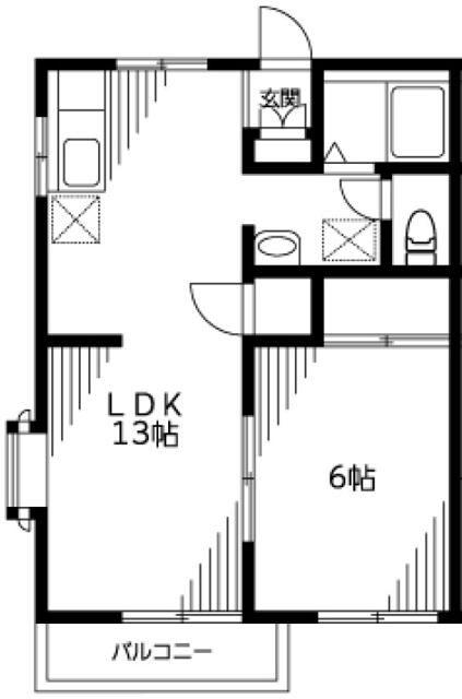 ベルハイム2階角室(1LDK/2階)の間取り写真