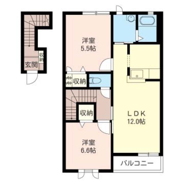 レジェンド・ヤマトK(2LDK/2階)の間取り写真