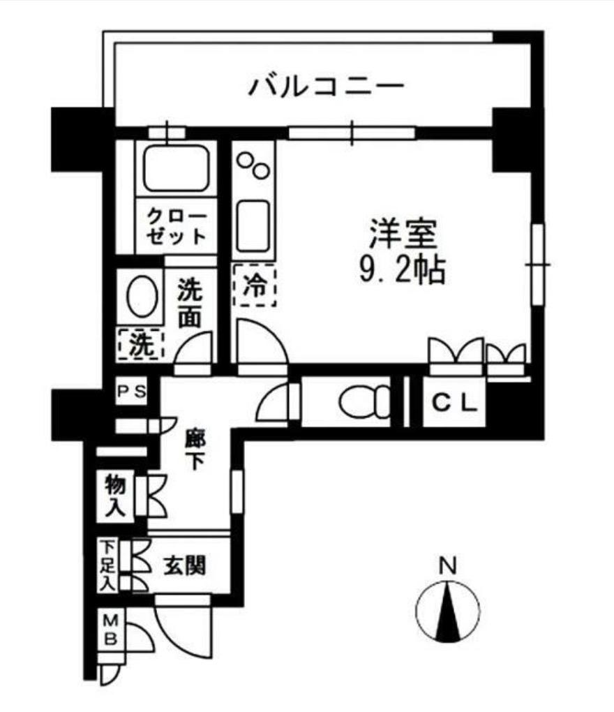 レジディア中落合A棟(ワンルーム/2階)の間取り写真