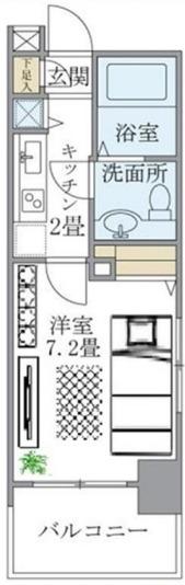 レジデンシア麻布十番(1K/6階)の間取り写真