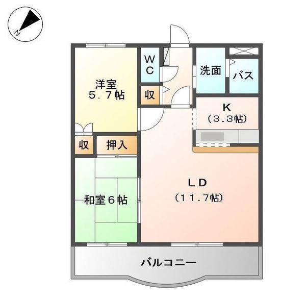 ラフォーレ21(2LDK/1階)の間取り写真