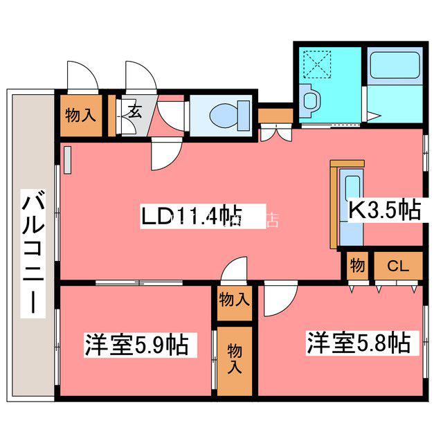 第18大光ハイツ(2LDK/3階)の間取り写真