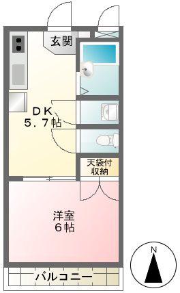 エクシードM(1K/1階)の間取り写真
