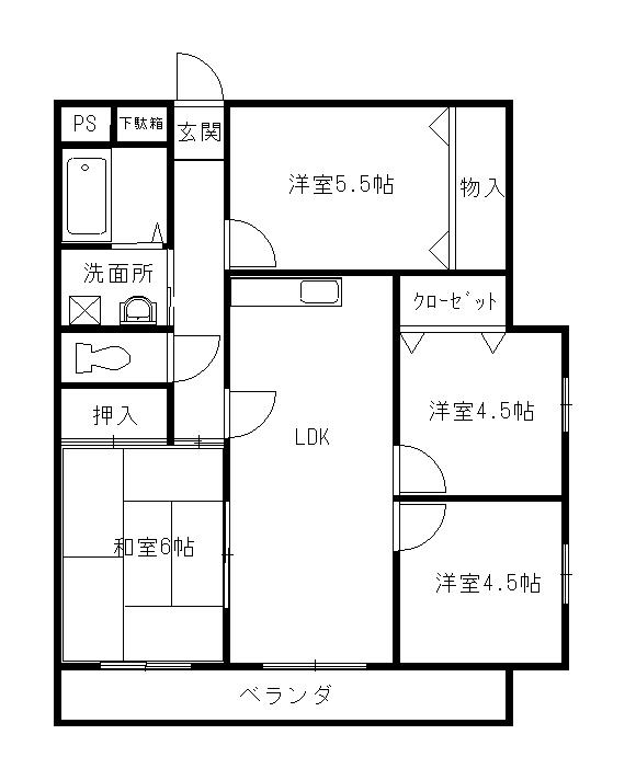 クリーン東久 トウキュウ(4LDK/1階)の間取り写真