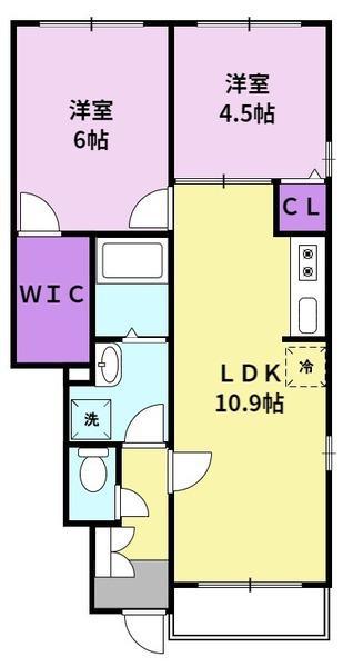 リベルテ1(2LDK/1階)の間取り写真