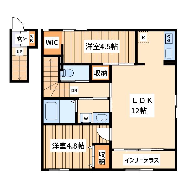 フロレゾン柏(2LDK/2階)の間取り写真
