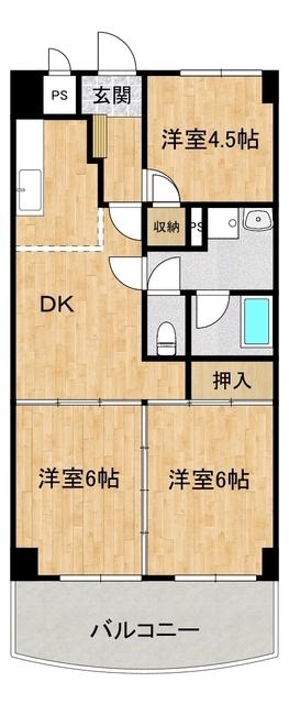アークフラット(3DK/3階)の間取り写真