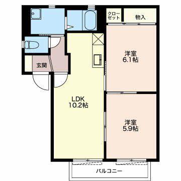サントピアB(2LDK/1階)の間取り写真