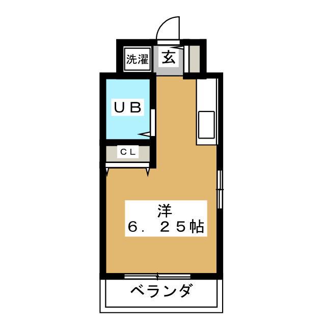 フラッツ岸谷(ワンルーム/3階)の間取り写真