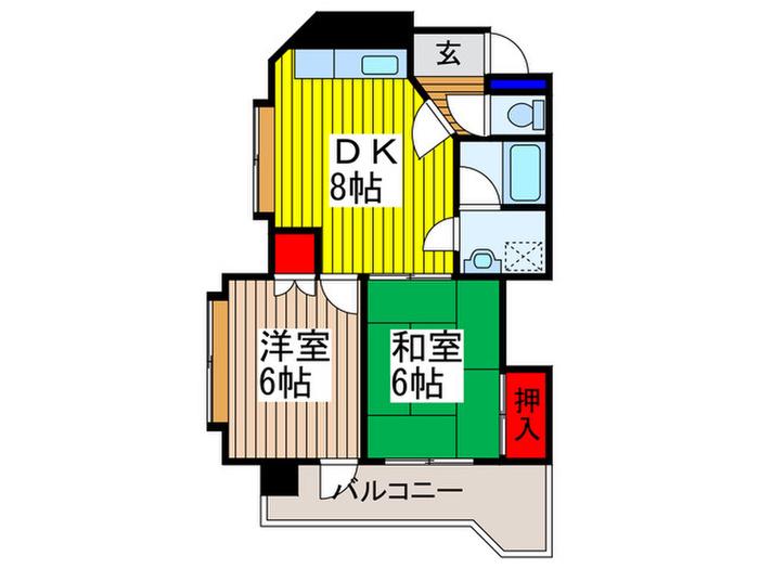 デューク花水木(2DK/4階)の間取り写真