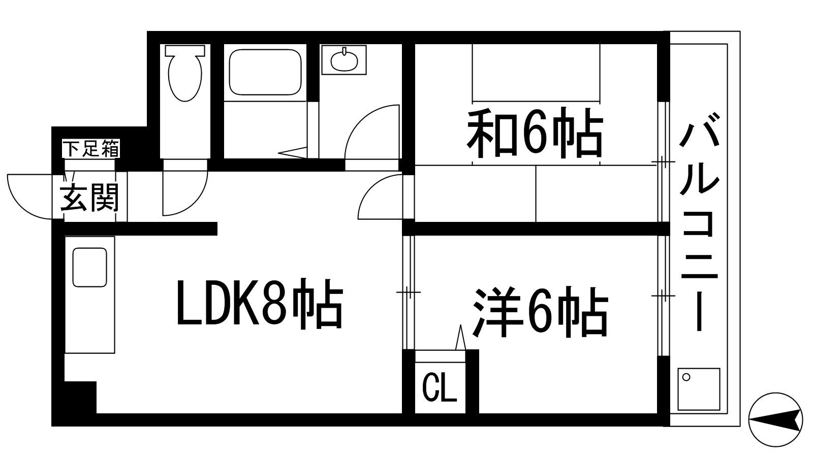 ヴィラミナミ(2LDK/2階)の間取り写真