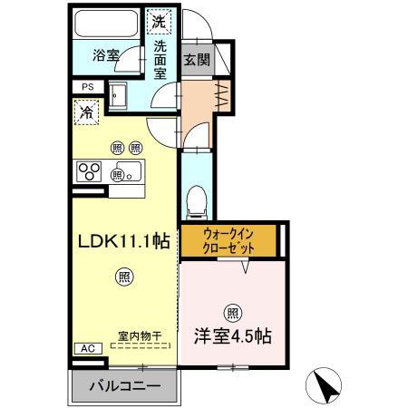 セレーナ引野(1LDK/1階)の間取り写真