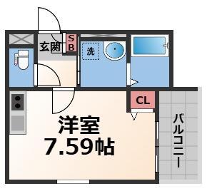 サンセリテ南巽(ワンルーム/1階)の間取り写真