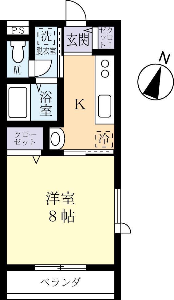 グリーンパークサイド(1K/1階)の間取り写真