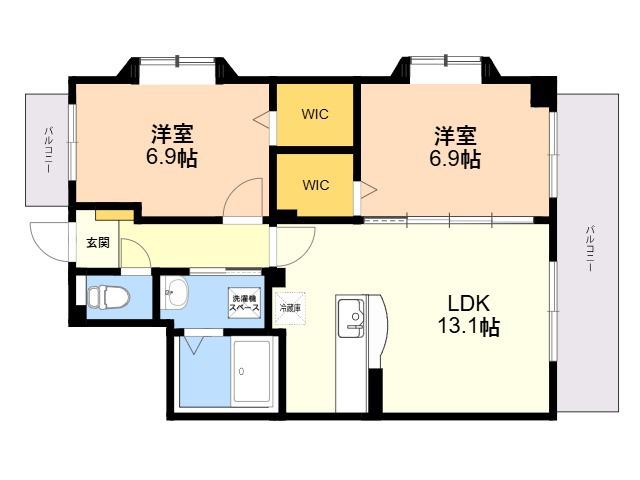 スコルピアス(2LDK/2階)の間取り写真