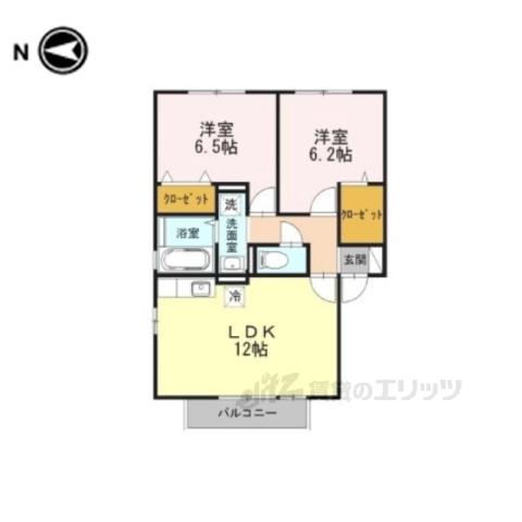 エスポワール東寝屋川 B棟(2LDK/2階)の間取り写真