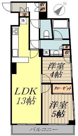ノバコスモ荻窪(2LDK/4階)の間取り写真
