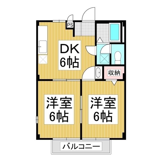 アムールハイツ(2DK/1階)の間取り写真