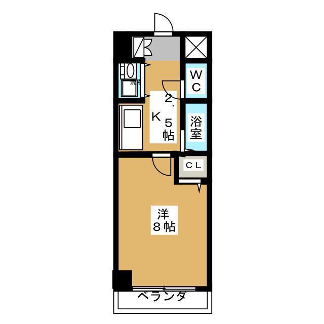 スタシオン南(1K/7階)の間取り写真