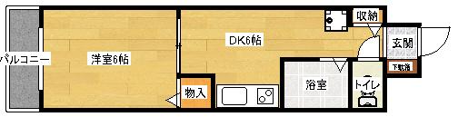 グランドール西旭町(1DK/5階)の間取り写真