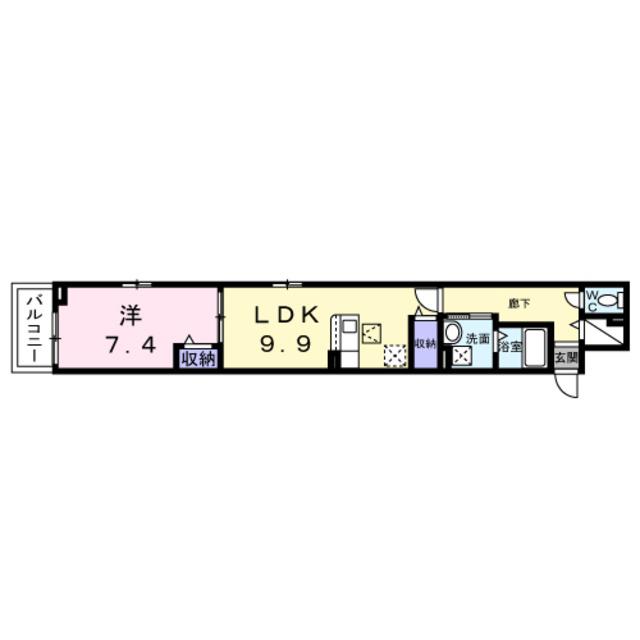 ヒカルサ泉大津条南町(1LDK/1階)の間取り写真