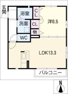 エトワール藤(1LDK/1階)の間取り写真