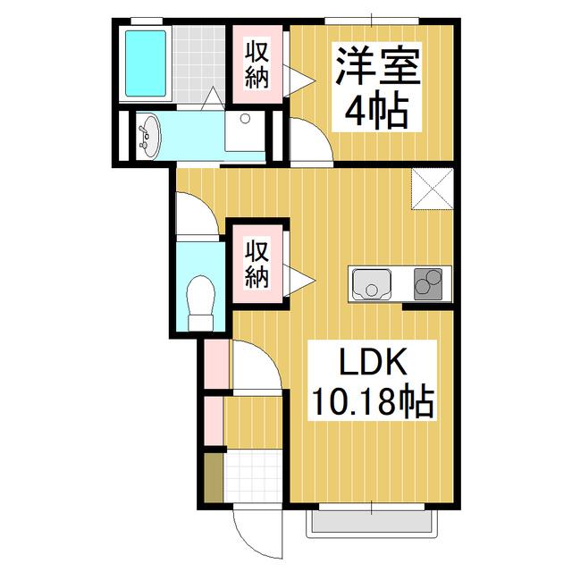 コンフォーティア信濃大町III(1LDK/1階)の間取り写真