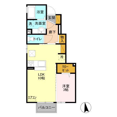 ルミエールA(1LDK/1階)の間取り写真