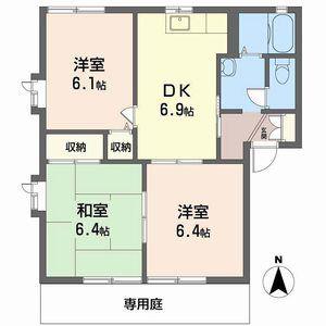 ハローヴィレッジA(3DK/1階)の間取り写真