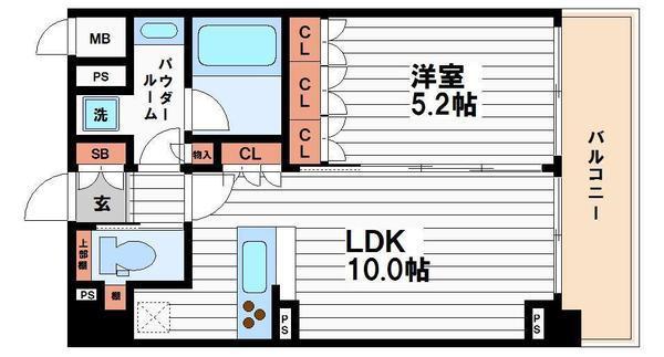リーガル北心斎橋II(1LDK/4階)の間取り写真