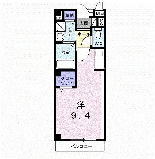 サンパティーク(ワンルーム/2階)の間取り写真