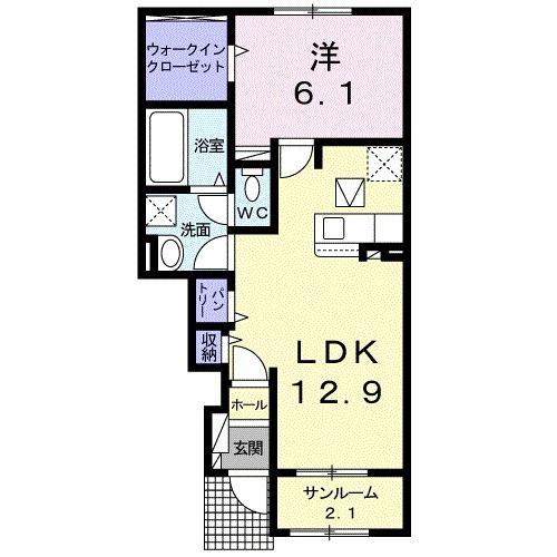 FELICITA A(1LDK/1階)の間取り写真