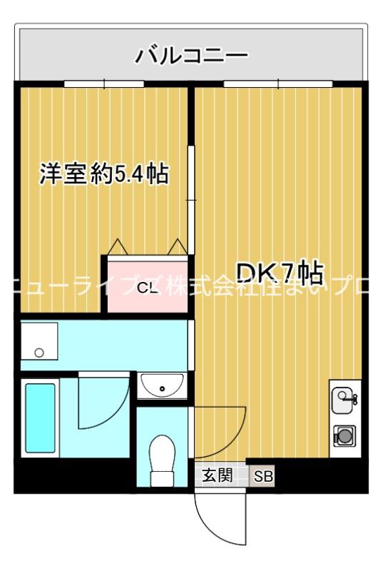 タイホーレジデンス大日3(1DK/2階)の間取り写真