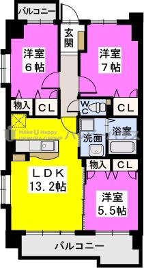 エルマーナII(3LDK/6階)の間取り写真