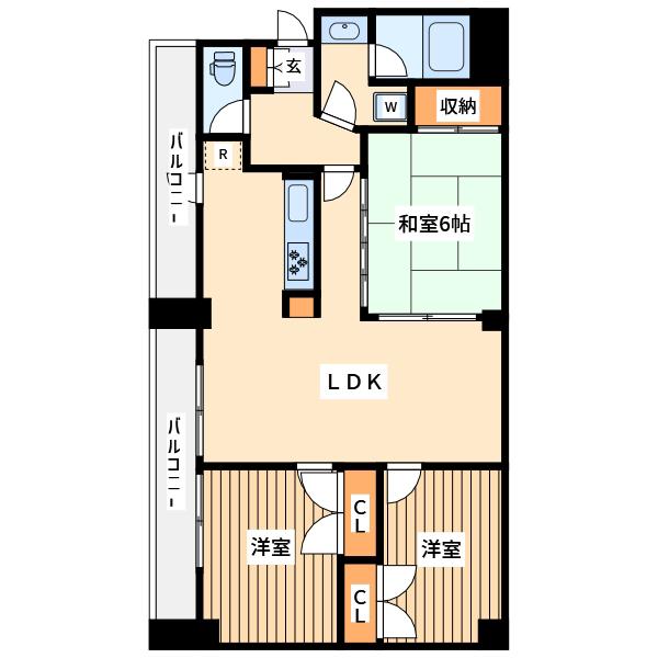 エステート中町(3LDK/5階)の間取り写真