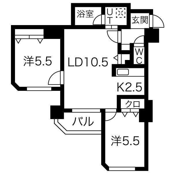フォンテーヌ豊平(2LDK/8階)の間取り写真