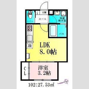 河原町レジデンスA棟(1LDK/1階)の間取り写真