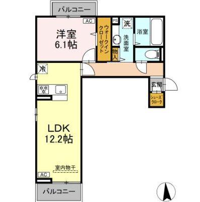 MELS COURT(1LDK/2階)の間取り写真