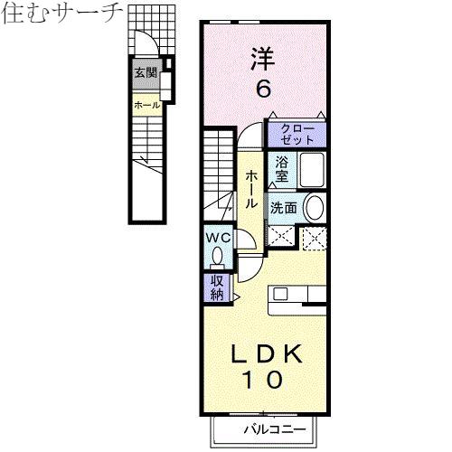 フォルシュハイムB(1LDK/2階)の間取り写真