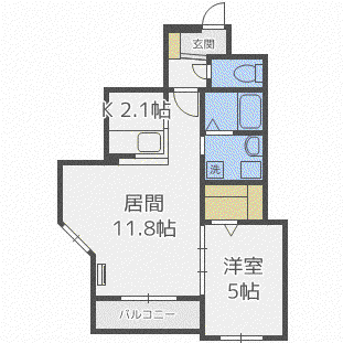APRICOT琴似2・2(1LDK/1階)の間取り写真