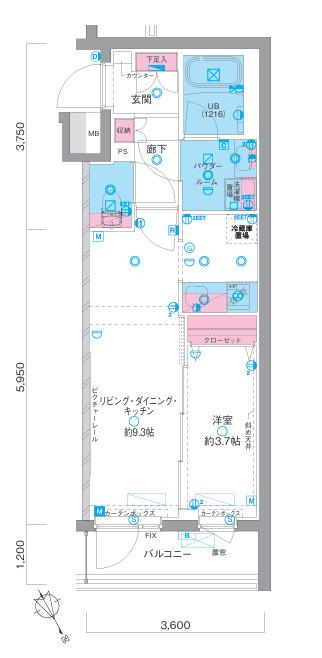 GENOVIA西高島平II(1LDK/3階)の間取り写真