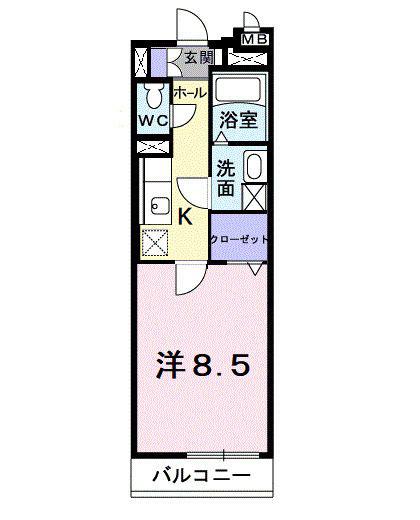 シャトーエクセラン(1K/1階)の間取り写真