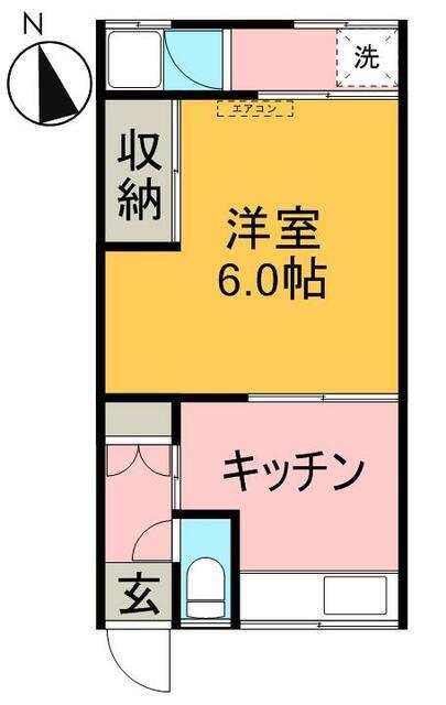 ベルモント保土ヶ谷(1K/1階)の間取り写真