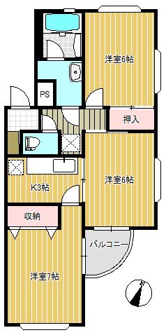 グランデボワール(3K/3階)の間取り写真