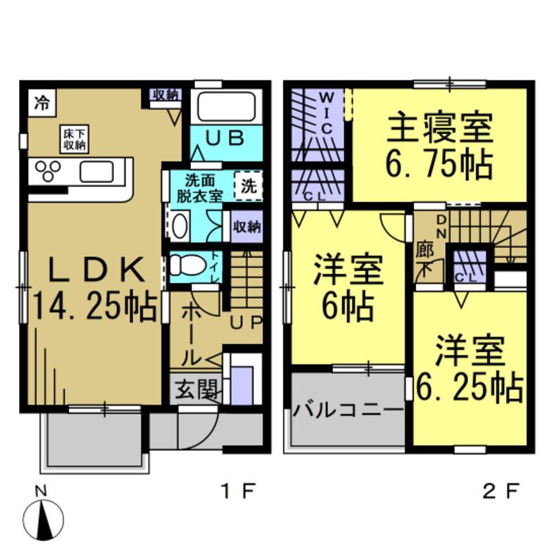 リーブルファイン大野町(3LDK/1階)の間取り写真