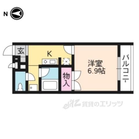 プレジール西ノ京(1K/2階)の間取り写真